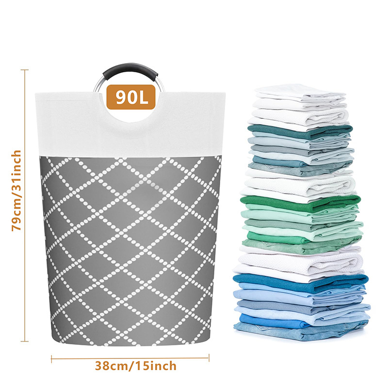 Large Capacity Foldable Waterproof Laundry Basket Cross-Border Cylinder Arrangement Storage Bucket Diamond-Printed Moisture-Proof Laundry Basket details Picture