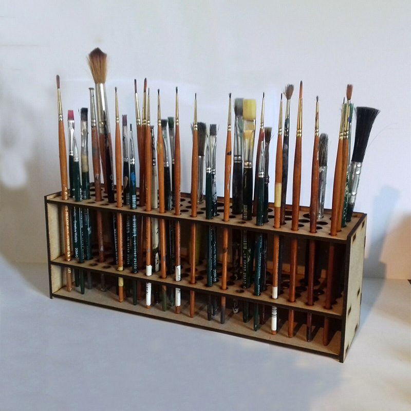 Cross-Border New Brush Holder 67 Pen Storage Stand Wall Mounted Removable Wooden Crafts Decoration Household Items Specification drawing