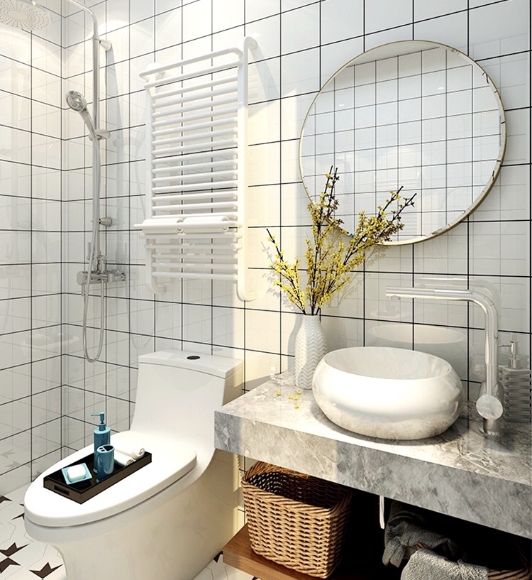 Nordic kitchen and bathroom tiles 300x600 small white tiles, kitchen, bathroom, balcony grid wall tiles, bread tiles Application Scenario