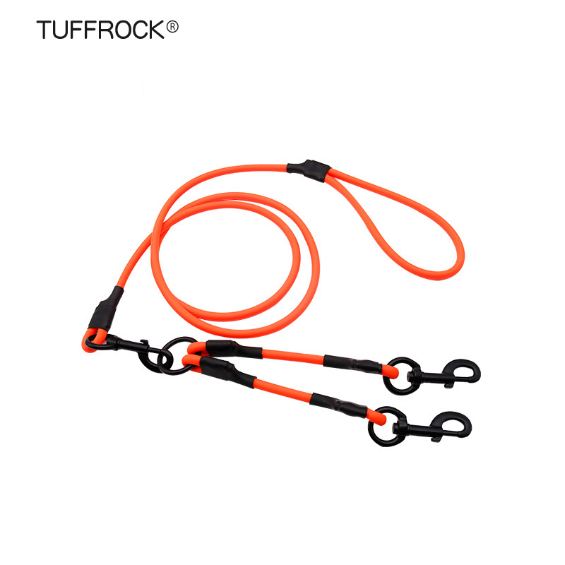 PVC waterproof pet supplies, one-drag and two-dog round leash, double-leash dog leash, suitable for large, medium and small dogs
