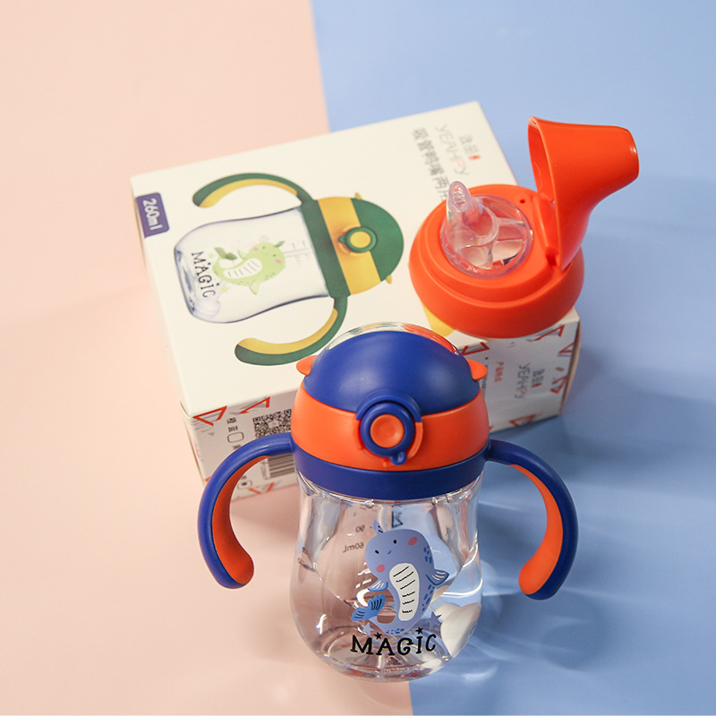 G369年逸品新品儿童学饮杯 吸管鸭嘴双头宝宝水杯 Tritan材质现货产品图