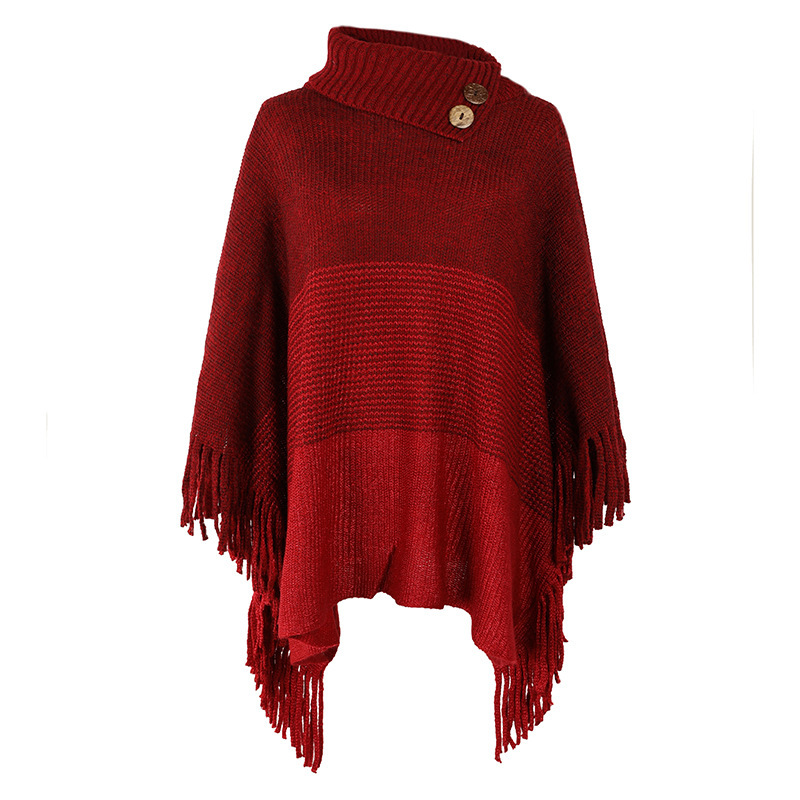 Venta directa de fábrica otoño invierno europa y américa moda de las mujeres solapa rayas borlas manga punto capa chal comercio exterior transfronterizo Application Scenario