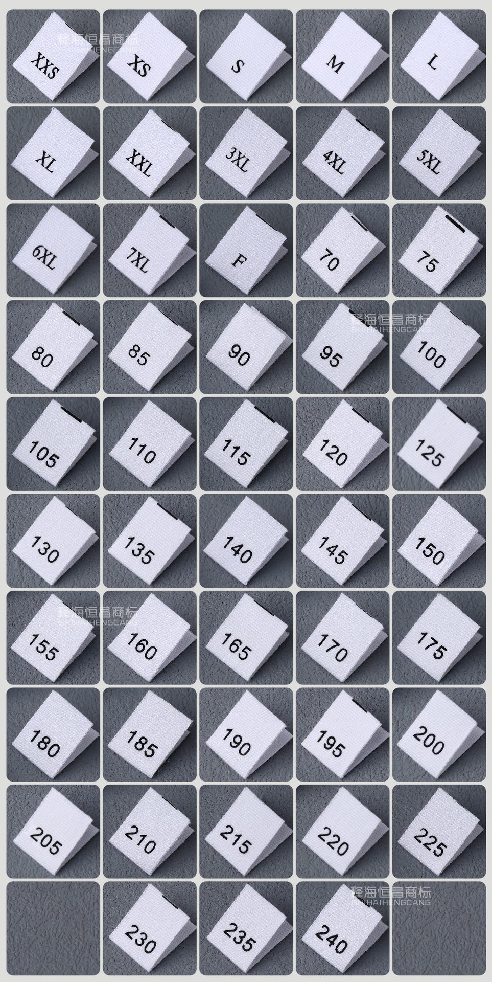 现货棉带尺码标黑白金色缎面数字号码标服装柔软消光带尺码唛厂家详情15