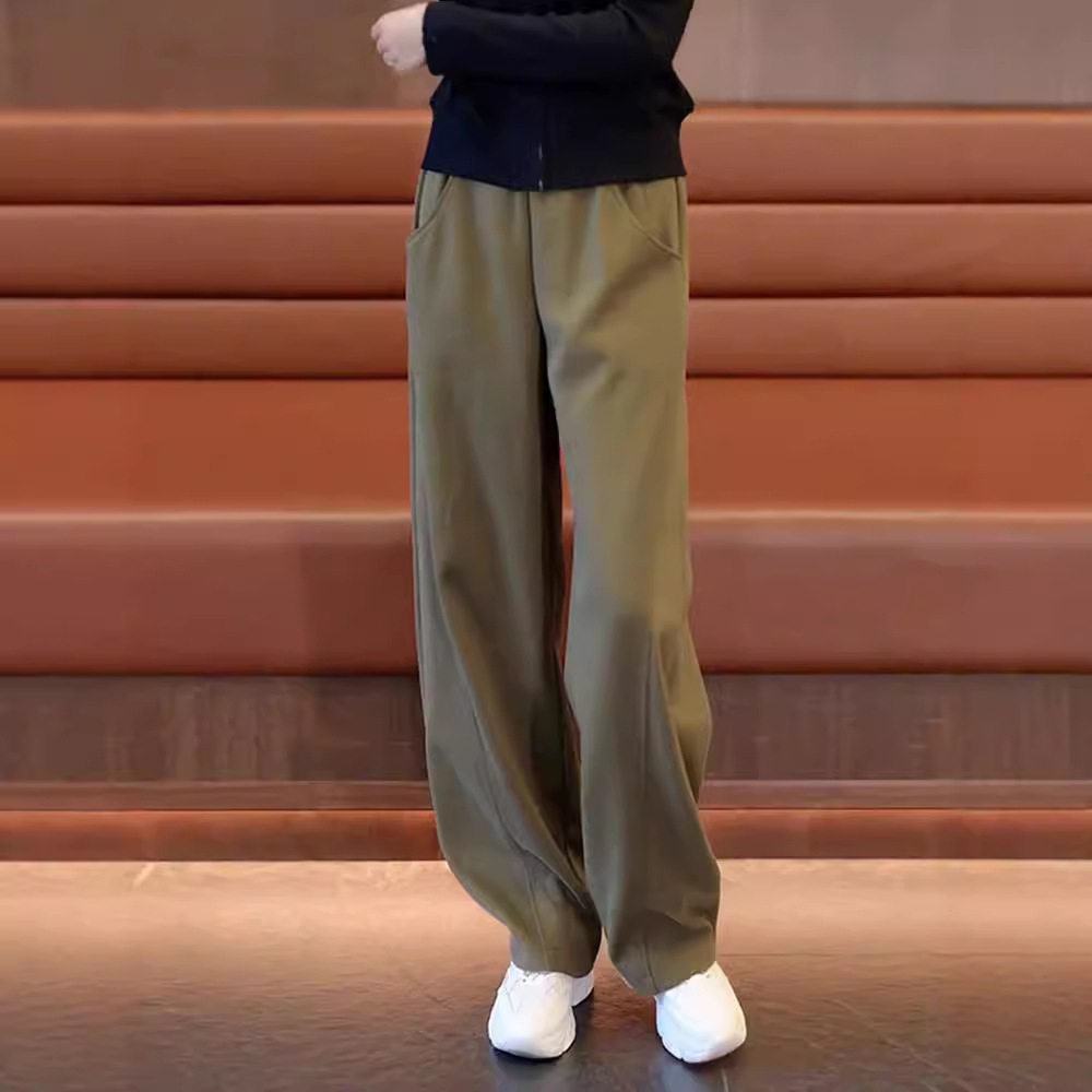 阔腿裤/加绒裤妈妈直筒/卫裤/卫裤女秋款/裤子白底实物图