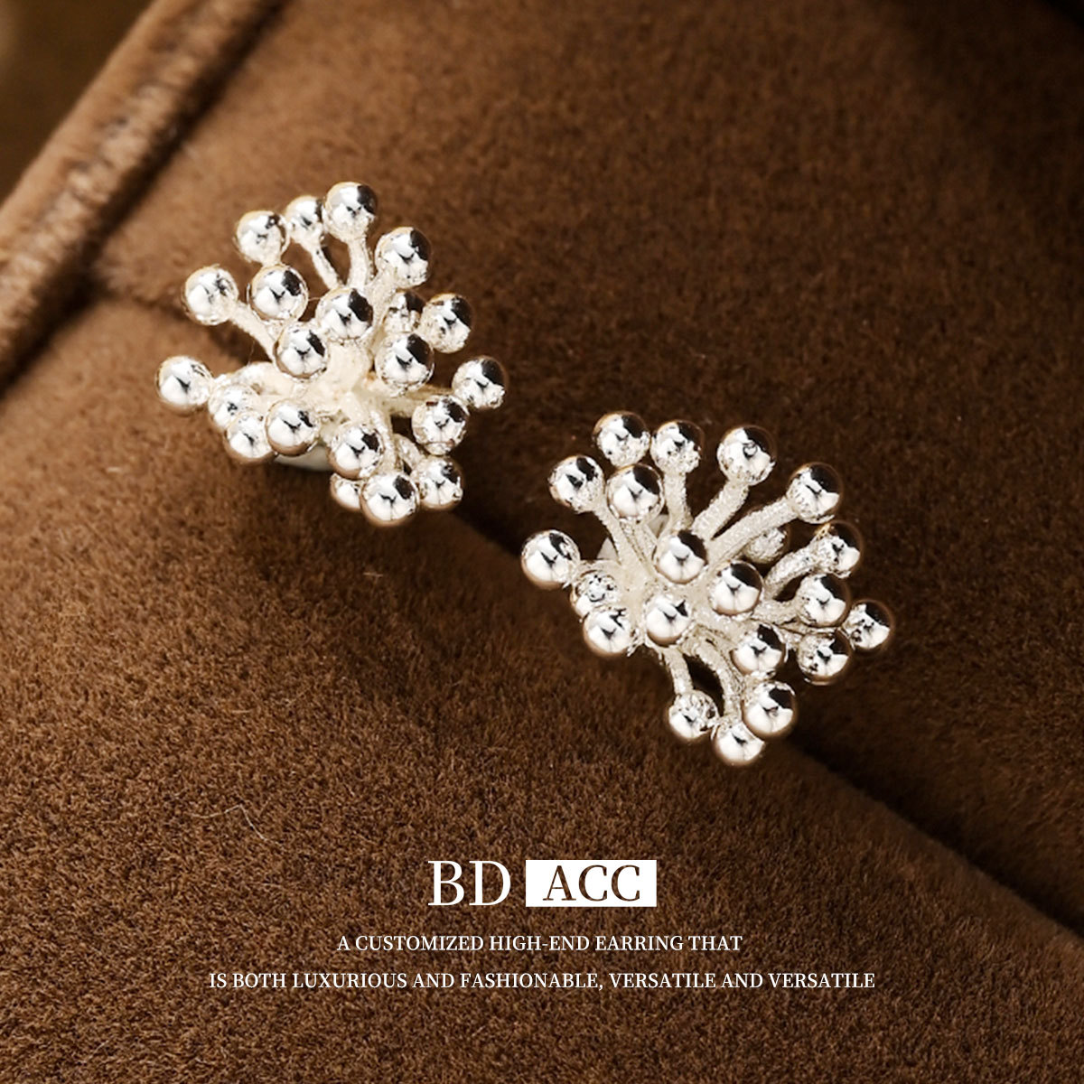 925 Silver Needle fashionable and elegant firework stud earrings, niche and simple design sense, high-end earrings, exquisite and versatile new earrings details Picture