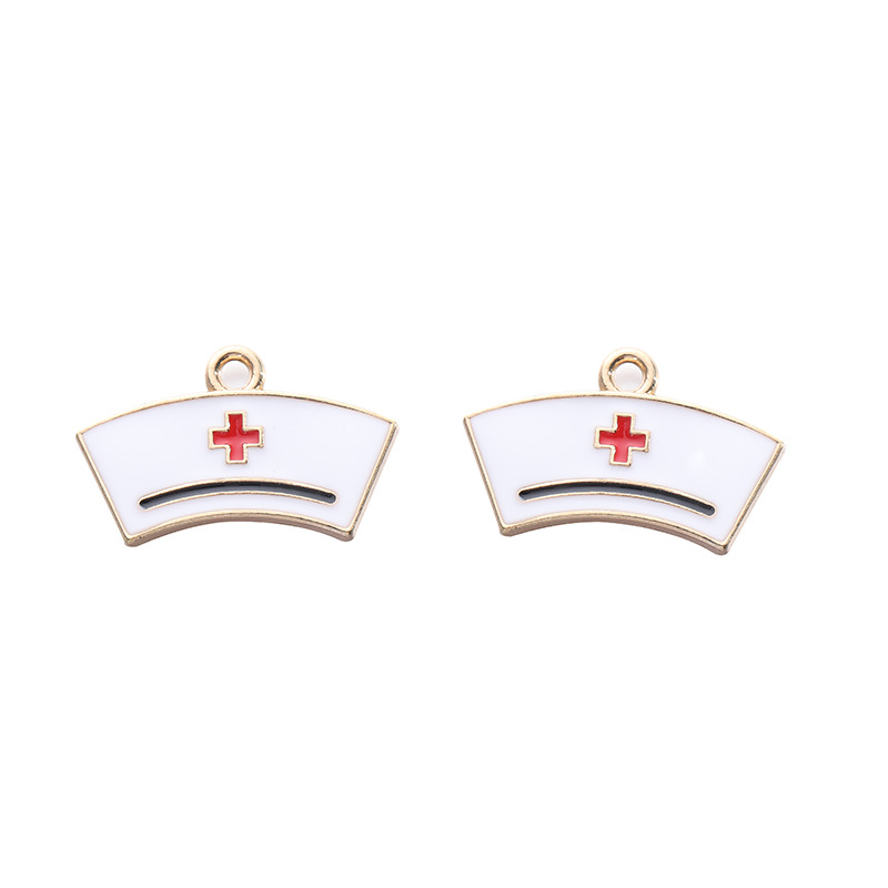 Cross-border diy handmade jewelry accessories: mini syringes, stethoscopes, nurse caps, alloy pendants, necklaces Item Picture