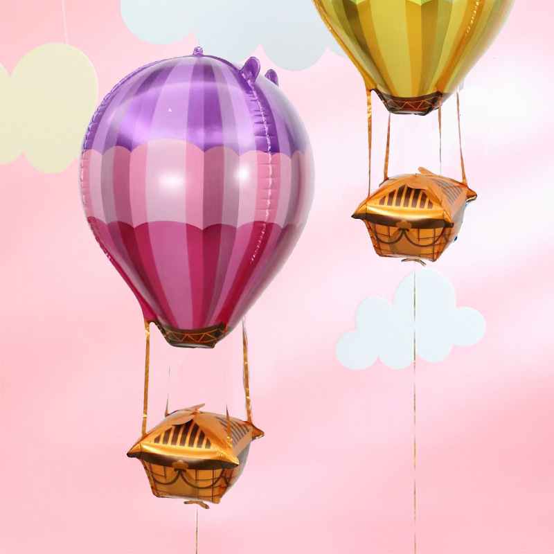 Cross-border bestseller 4D gradient rainbow hot air balloon aluminum film balloon party, shopping mall corridor window decoration and arrangement Application Scenario