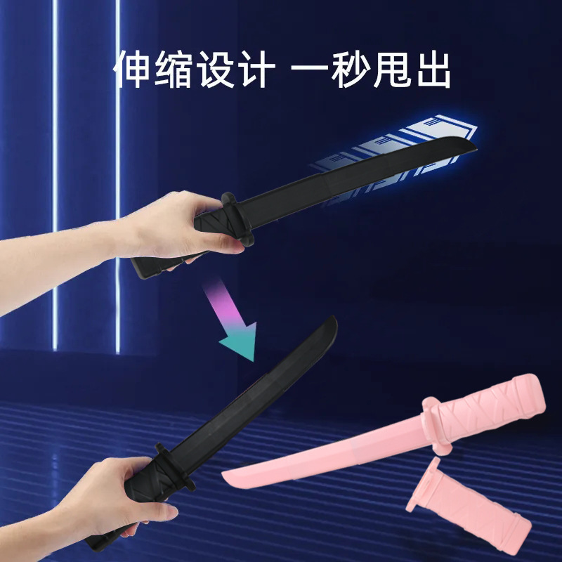 Retractable katana 3D printed Gravity Swinging Sword Plastic knife Shrink Sword Hand Decompress Samurai blade weapon trend toy Application Scenario