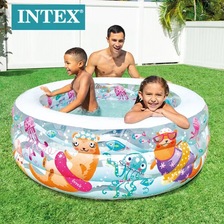 INTEX58480 海底世界圆形水池 家庭亲子充气户外花园草坪游泳池
