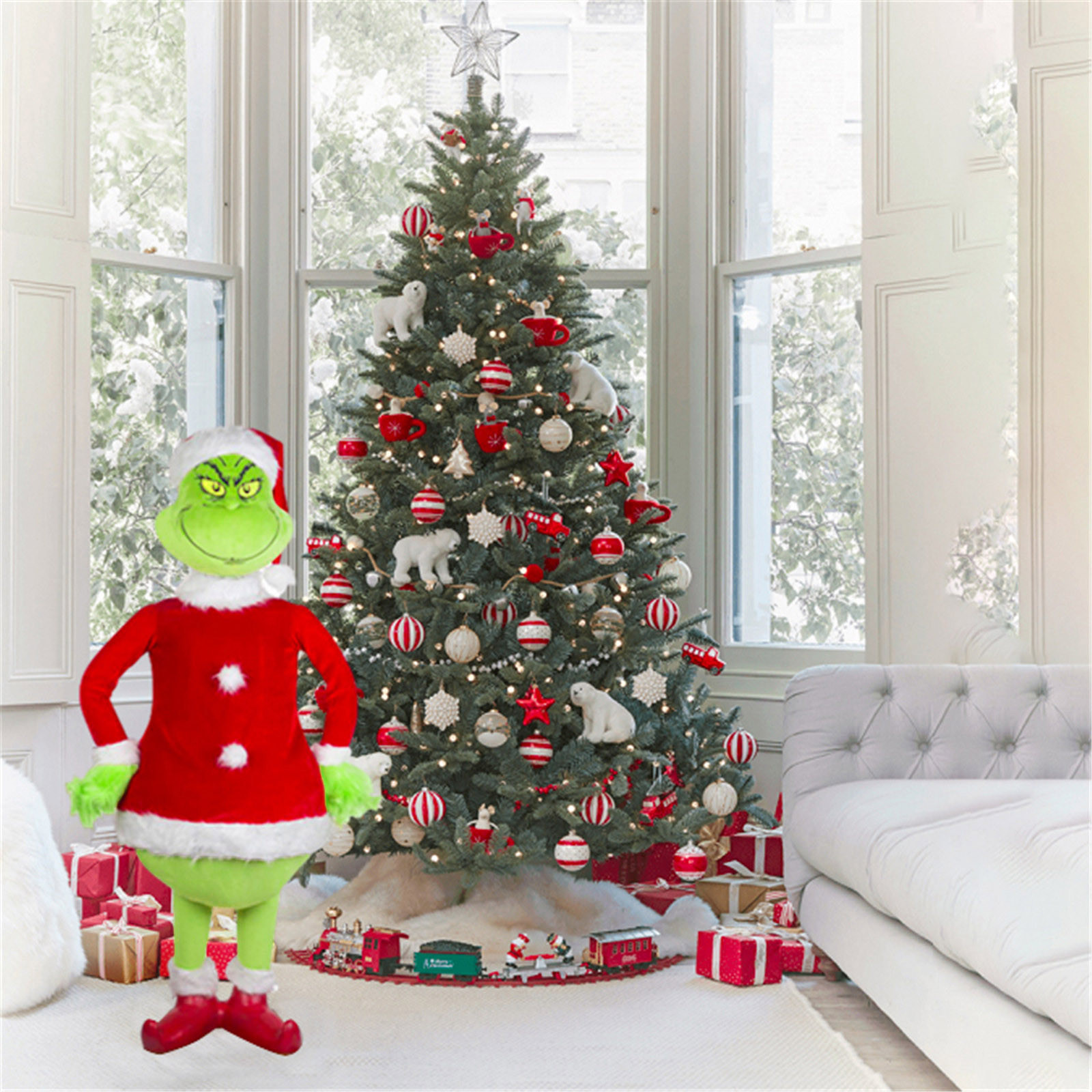 跨境热销圣诞怪杰毛绒玩具Grinch绿毛怪卡通公仔圣诞节装饰详情图3