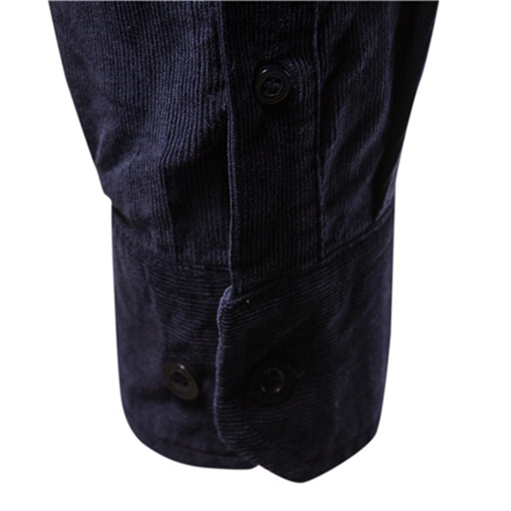 Men's autumn cotton basic Japanese-style corduroy men's business shirt, fitted casual shirt, new men's long-sleeved jacket Item Picture
