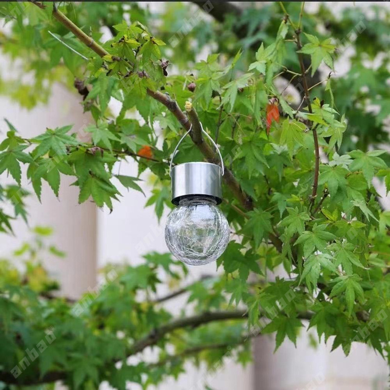 Outdoor courtyard lawn park lights, LED decorative balls, colored crack lights, solar glass ball lights can be hung details Picture