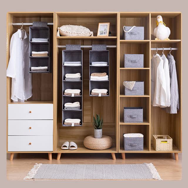 Three-layer folding closet storage hanging bag Amazon hanging bag Clothing and sweater organizer storage rack Specification drawing