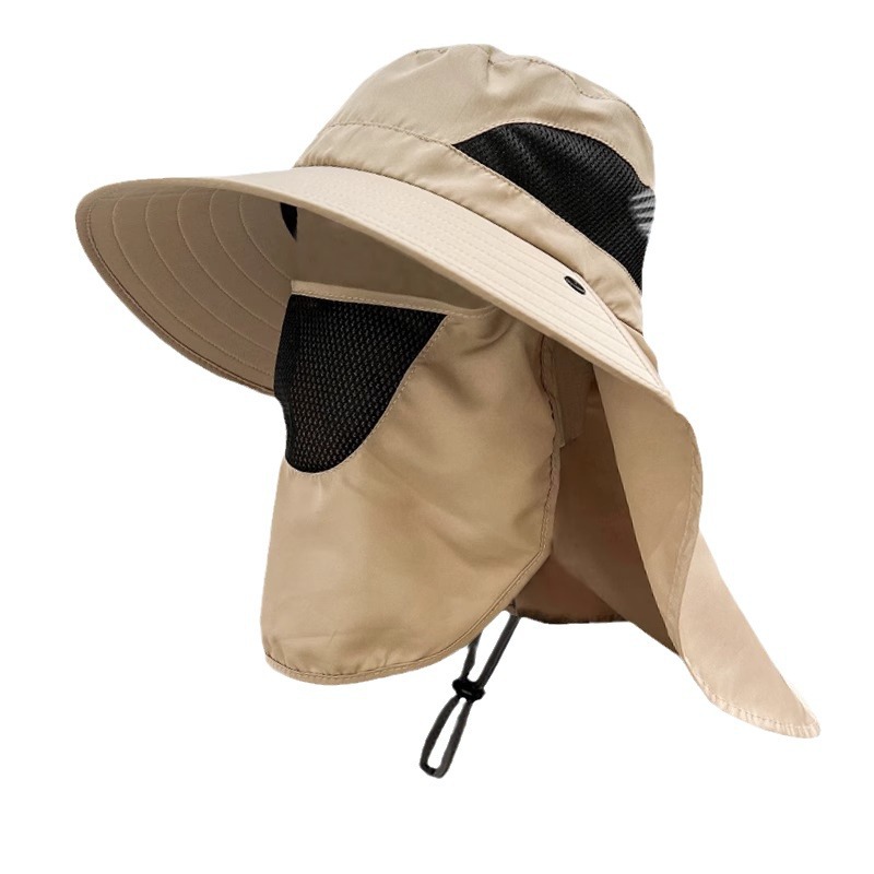 Outdoor Face And Neck Protective Sunblock Hats For Men And Women Summer Large Eave Uv Protective Sun Hat Fishing Hat Mountaineering Bike Hat Item Picture