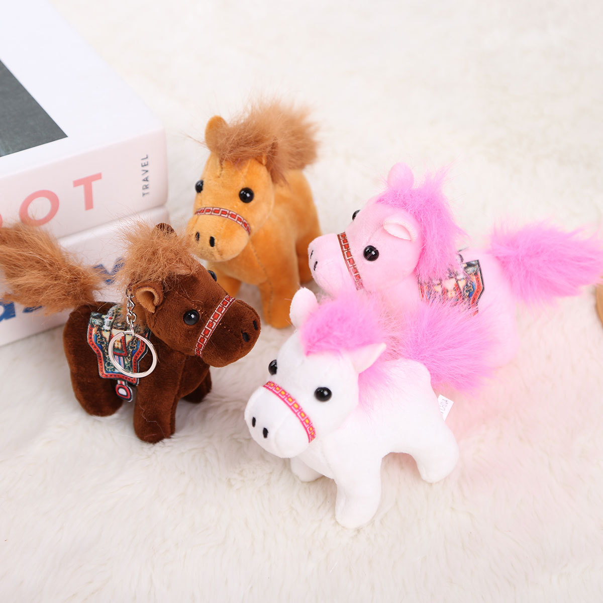 Little pony pendant, simulation horse doll, plush toy, children's national trend zodiac doll, Horse Year mascot, key case pendant details Picture