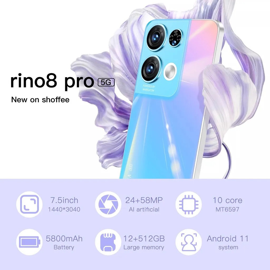 The new Rino8 Pro cross-border smartphone 7.5-inch large screen 2+16 Android 8.1 foreign trade mobile phone reno8 full figure