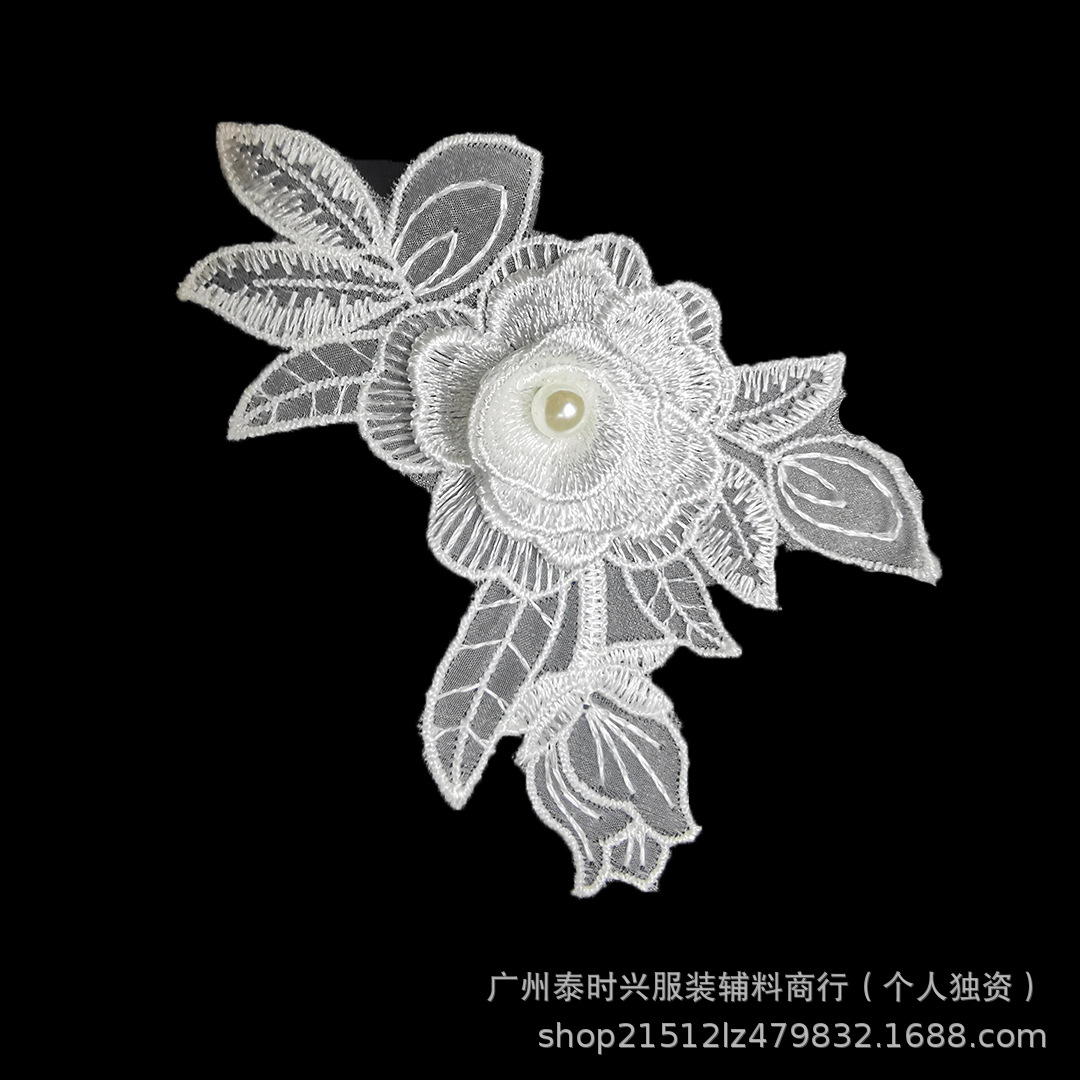 Wholesale of Taishi Xing beaded lace, three-dimensional embroidery, European gauze, flower veils, wedding dresses and clothing for foreign trade Item Picture