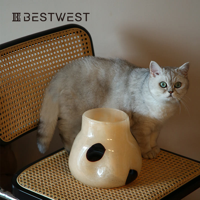 Best west retro high-end polka dot hydroponic glass vase, InS-style home soft decoration item Specification image