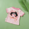 New summer set for girls: Children's lapel polo shirt, fashionable little kids short-sleeved, cute girls with printed patterns, two-piece set Specification image