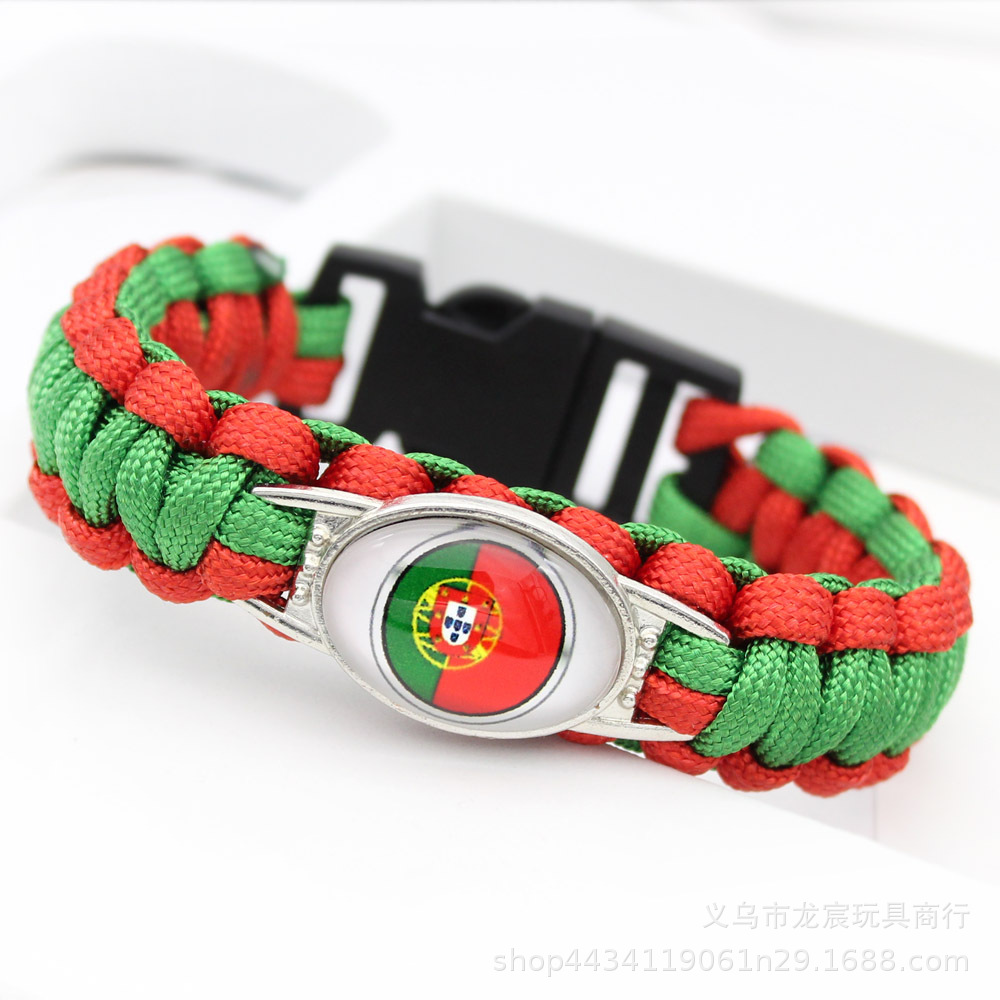 世界各国国旗手环 葡萄牙 波多黎各 巴哈马 国旗伞绳编织手链批发