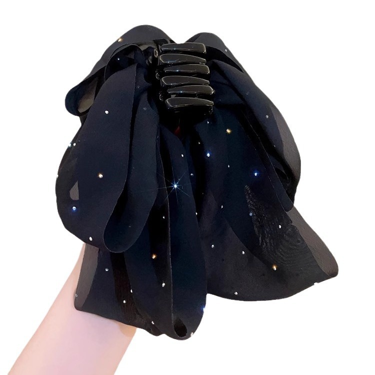 2024 New Full Star Snow Veil Small Grab Female Draping Back Head Bun Hair Bow Hair Clip Senior Sense Headwear Item Picture