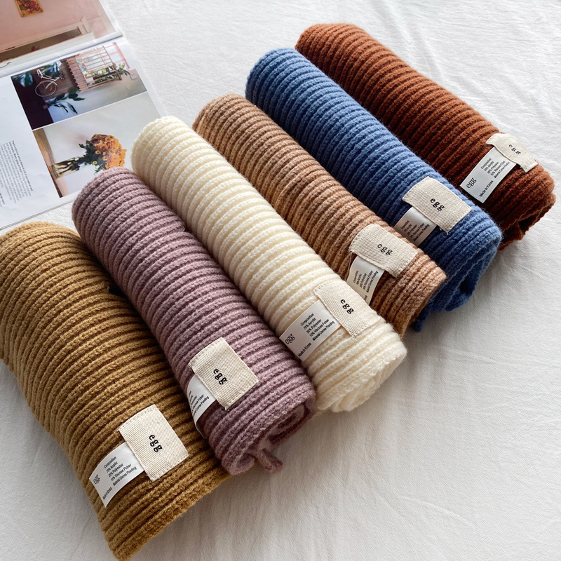 South Korea Egg Designer Small Macaron Candy Solid Color Cross Wool Fashion Style Ins Tide Knitted Scarf Specification drawing