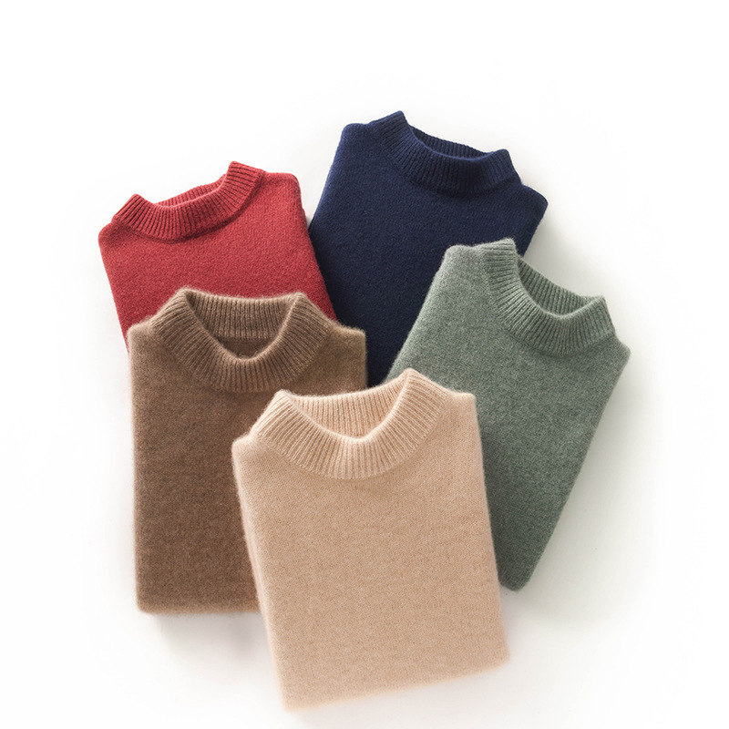 Thickened wool sweater men's autumn and winter new semi-high neck pullover business casual sweater loose and versatile cashmere base layer Specification image