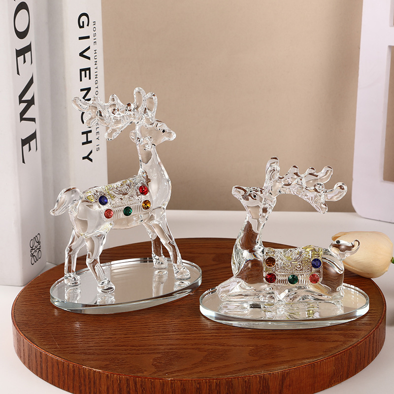 简约轻奢欧式创意水晶麋鹿家居桌面摆件礼物装饰创意现货批发
