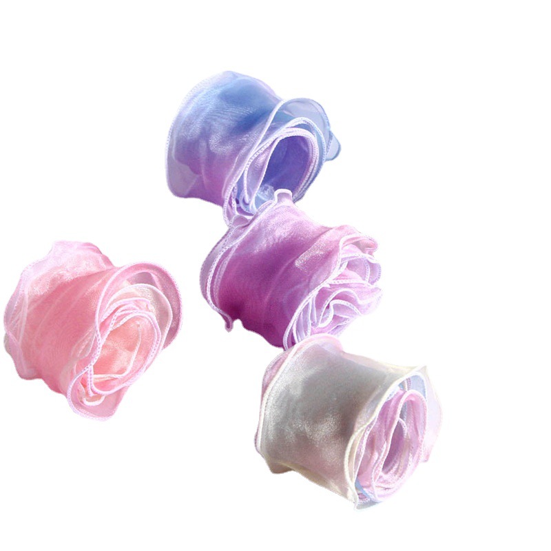 South Korea Handled-Edge Wave Gradient Rainbow Snow Gauze With Diy Hair Ornaments Bow Material Flower Ribbon Baking Ribbon Item Picture