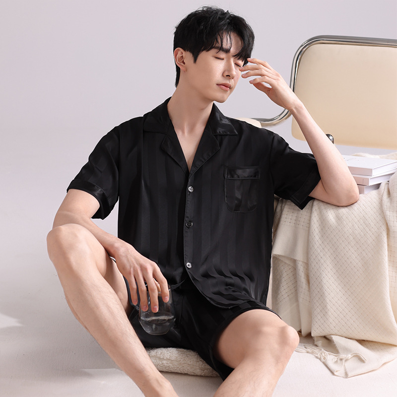 睡衣男短袖休闲/外套男/男士装男宽松休闲睡衣/冰丝睡衣套装/T-shirt产品图
