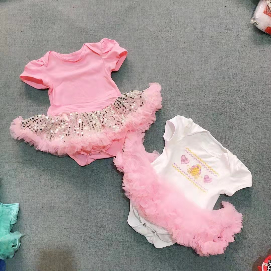 European and American short-sleeved chiffon dresses, one-piece triangular Haga dresses, Haga dresses Stocks children's clothing