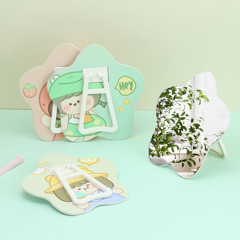 秀逗青葱岁月星形油边纸镜 卧室宿舍创意卡通可折叠便携梳妆镜