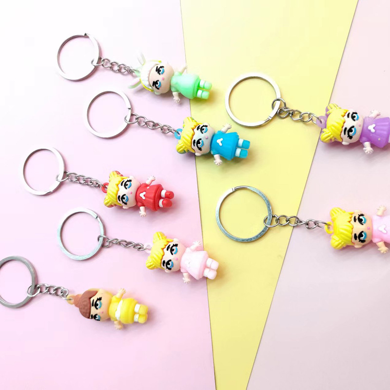 Factory Direct Sales Cute Cartoon Three-Dimensional Pvc Figure Creative Small Gift Student Bag Key Chain Pendant