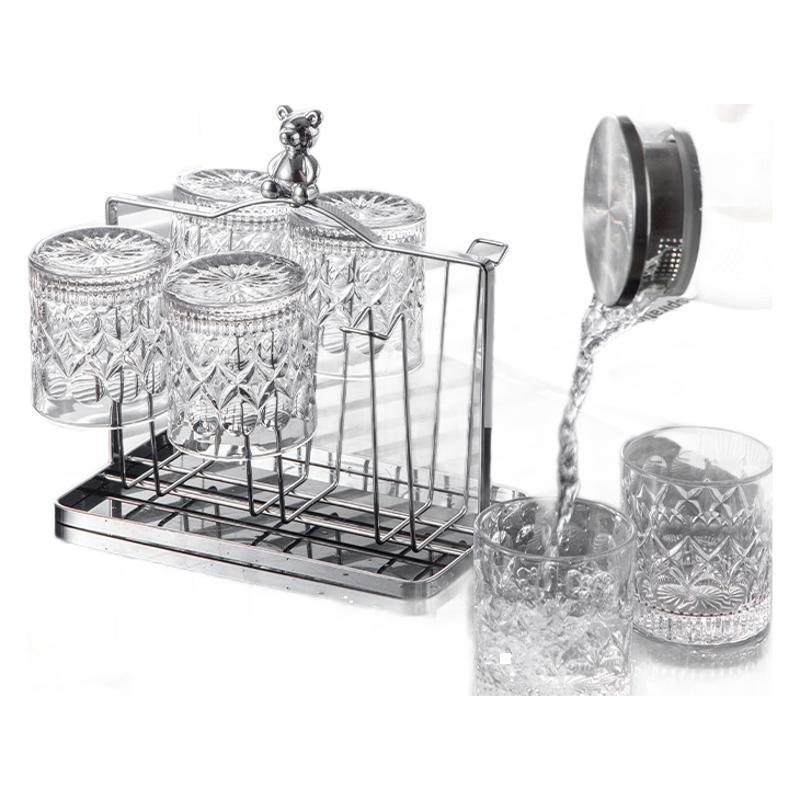 The water cup storage rack with a light luxury and high-end feel, water-draining and dust-proof storage, kitchen wire water cup drying rack, and upside-down hanging Item Picture