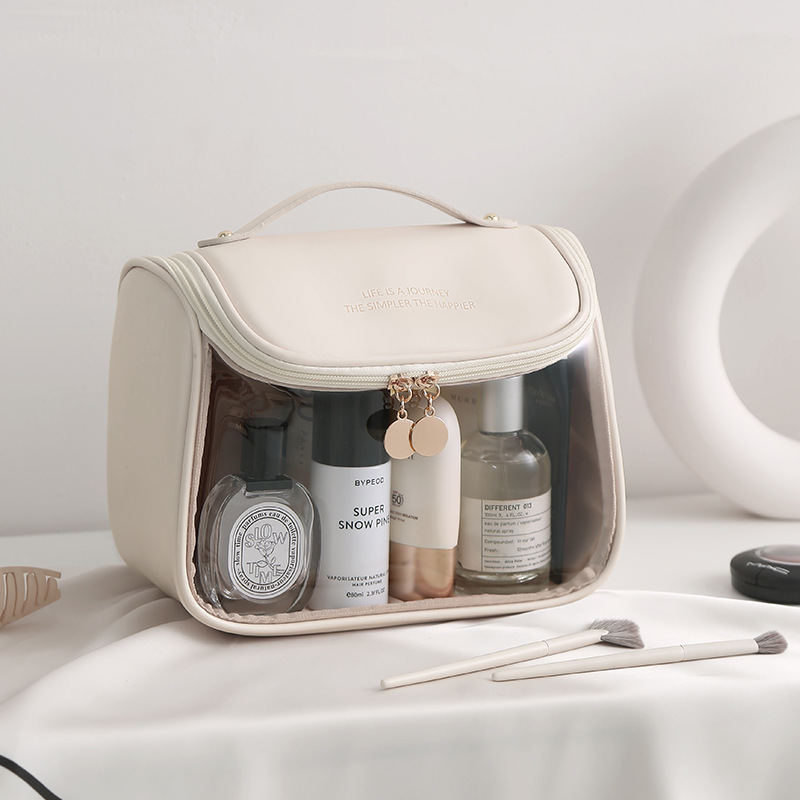 透明手提化妆包通勤旅行收纳包现代简约洗漱包优雅女化妆品收纳包