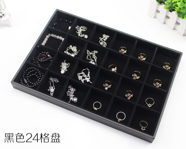 Black jewelry display plate, ring, necklace, bracelet, tray, stud, earring, accessory display stand, storage box, viewing plate Specification image