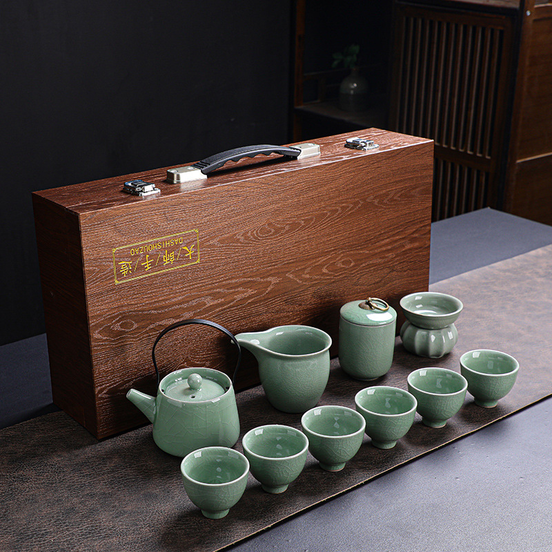 哥窑茶具套装功夫茶高档礼盒伴手礼批发陶瓷茶壶茶杯功夫家用全套图