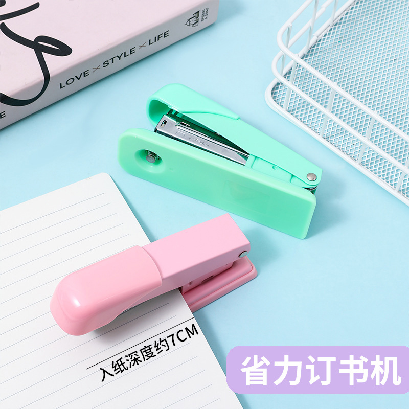 马卡龙12号全金属订书机装订省力多功能订书器批发办公大号钉书机 details Picture