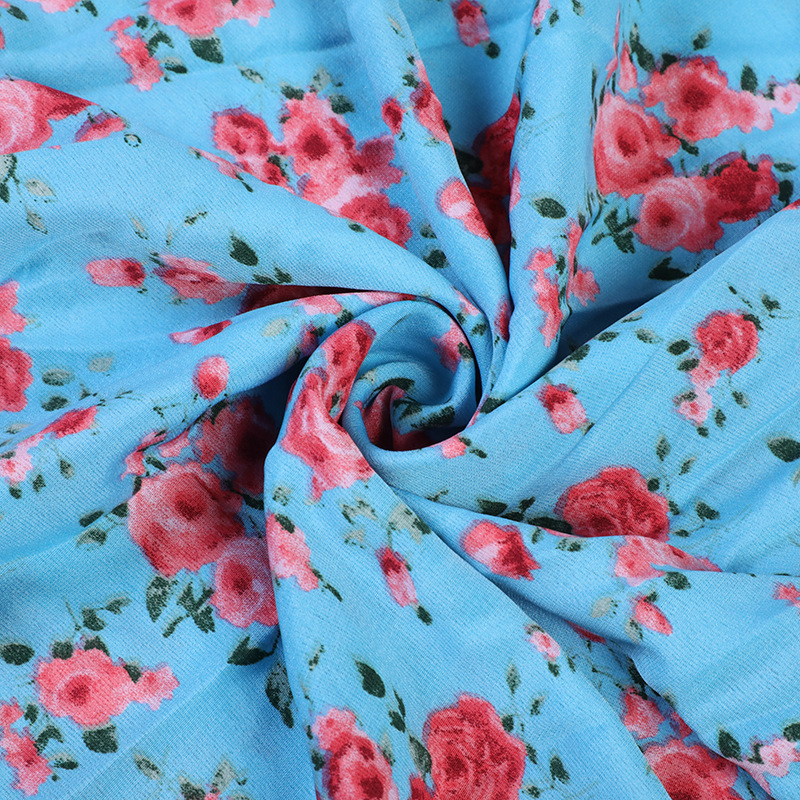 Spring And Summer New Foreign Trade Polyester Large Floral Printed Fabric Korea Silk Clothing Shirt Printed Fabric In Stock Specification drawing