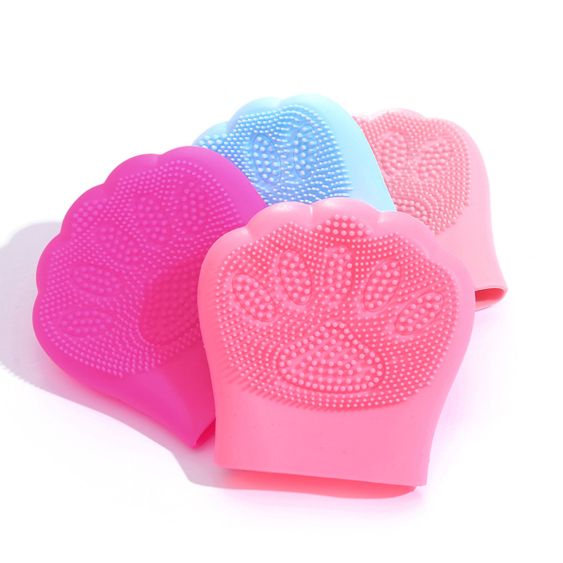 Cat Claw Face Wash Brush Deep Cleansing Exfoliating Double-Sided Silicone Cleanser Baby Bath Brush Rose Red Specification drawing