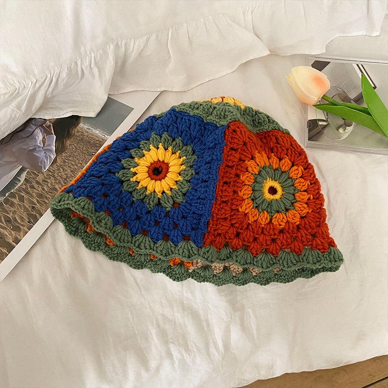 Estilo japonés flor pescador sombreros mujer shihyuna viento calado punto sombrero facial pequeño otoño invierno influencer bucket cap Application Scenario