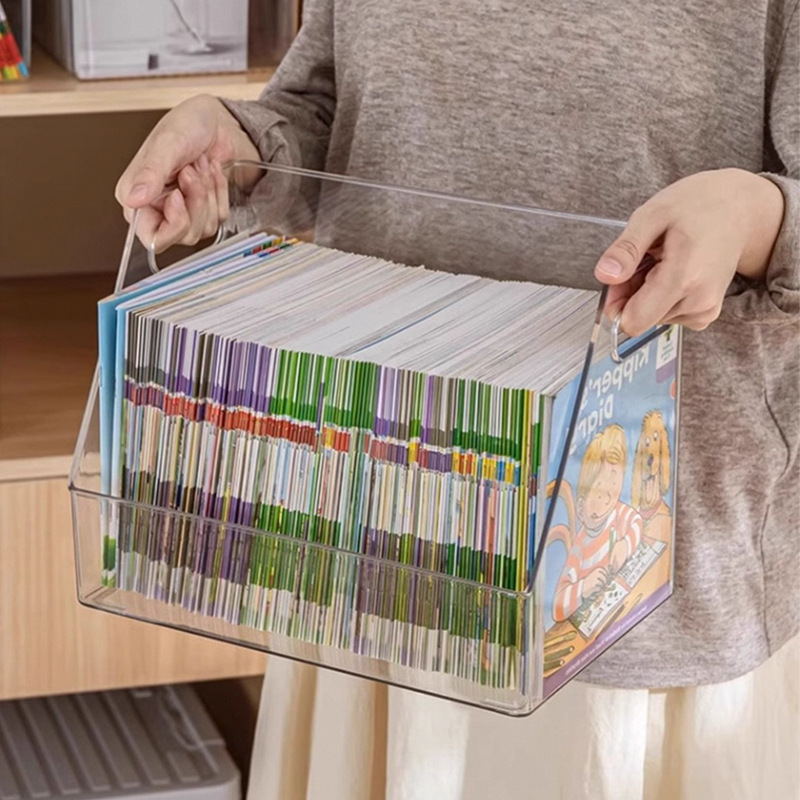 书本收纳盒透明亚克力储物整理箱玩具儿童高中教室桌上装籍绘本筐详情图4