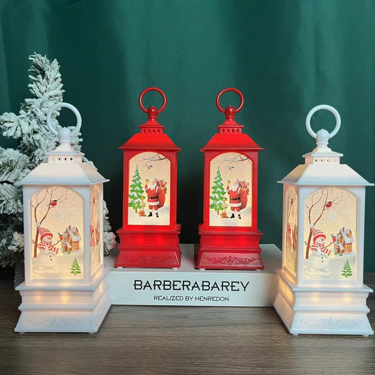 Cross Border Christmas Four Corner Wind Lights Multi-Pattern Christmas Festive Atmosphere Decorative Lights Christmas Wind Lights Candles