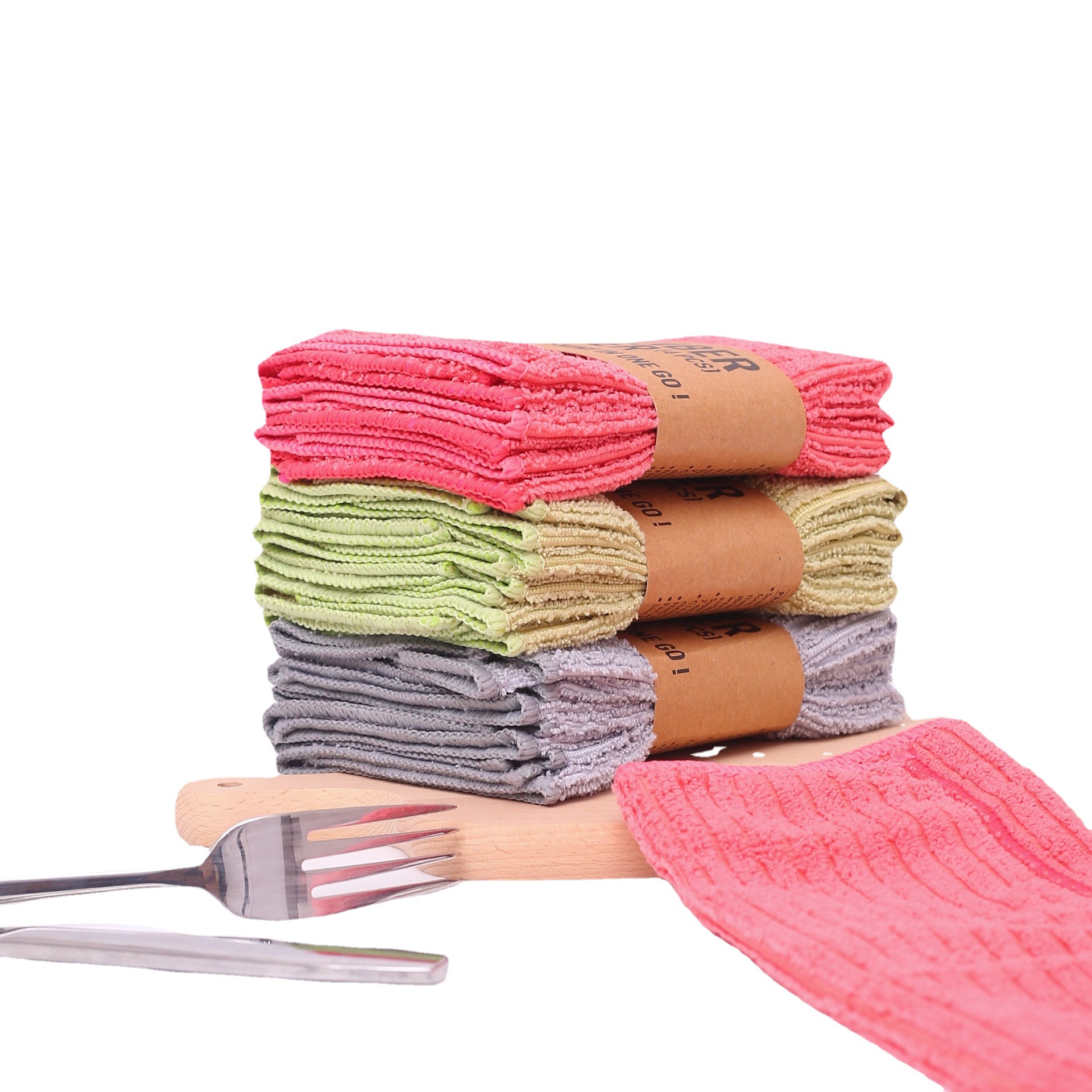 Wholesale of microfiber absorbent kitchen scouring pads, household cleaning and car cleaning cloths, and multi-functional dishwashing cloths from the manufacturer Item Picture