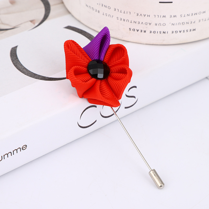 Korean Version Of Simple Fashion Copper Fabric Brooch Top Coat Vintage Style Collar Accessories Accessories Large Corsage details Picture