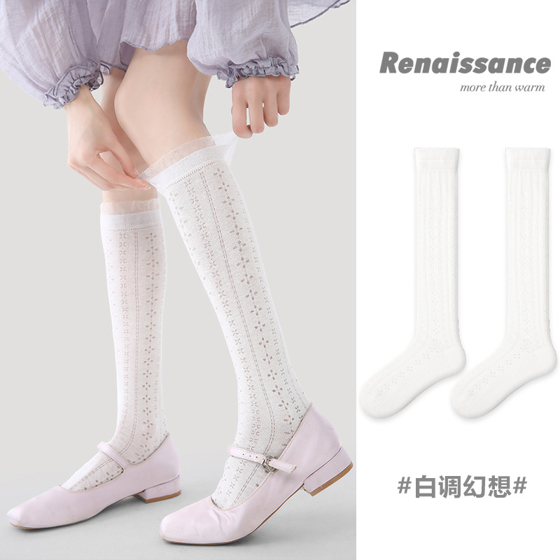One-piece consignment of original women's socks for spring and summer, lace lace mesh socks, breathable thin pure white socks, one-piece consignment for women Specification image