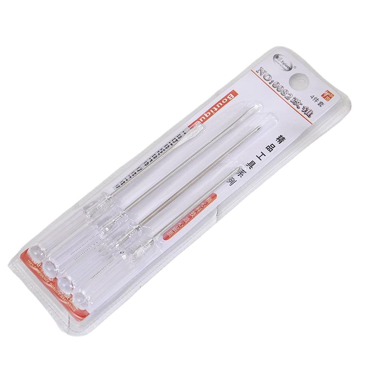 Wholesale supply of small-sized 2.5mm diameter 45# steel transparent plastic handle 4-screwdriver sets Item Picture