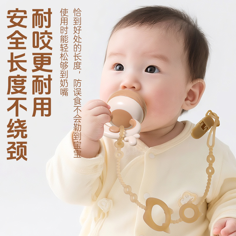 硅胶牙胶防丢链新生儿奶嘴夹宝宝安抚奶嘴防掉链婴儿奶嘴链批发细节图