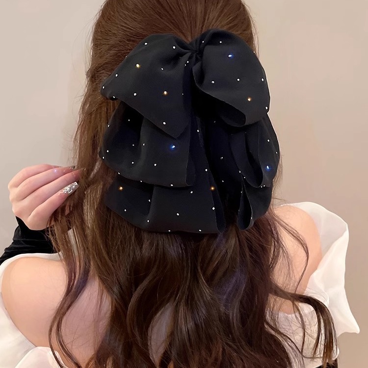2024 New Full Star Snow Veil Small Grab Female Draping Back Head Bun Hair Bow Hair Clip Senior Sense Headwear details Picture
