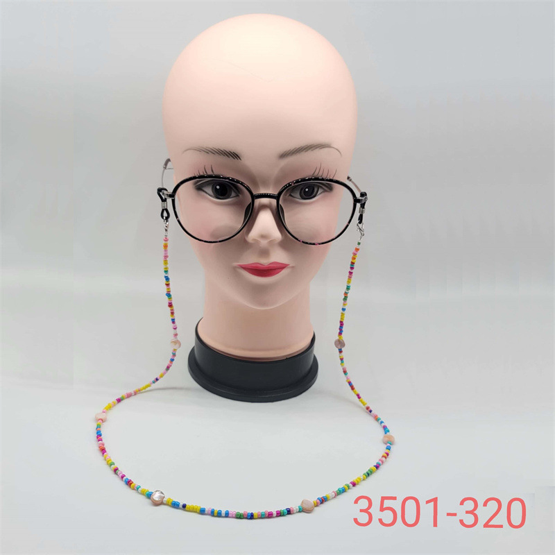 自产自销仿石头眼镜挂链饰品电镀不褪色 防滑挂脖不易褪色小米珠详情图1